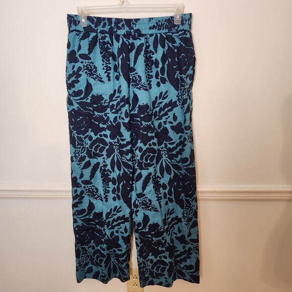 Soft Surroundings Pants - Soft Surroundings Pants Size Medium Womens Linen Blue Lucca Wide Leg Beachy Boho